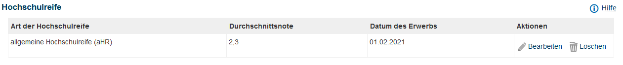 Hochschulzugangsberechtigung Aktionen deaktiviert