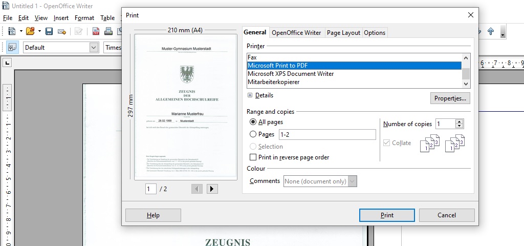 Print file to PDF