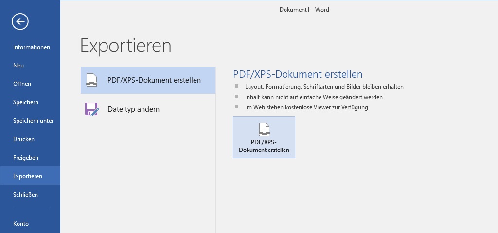 Word-Dokument exportieren