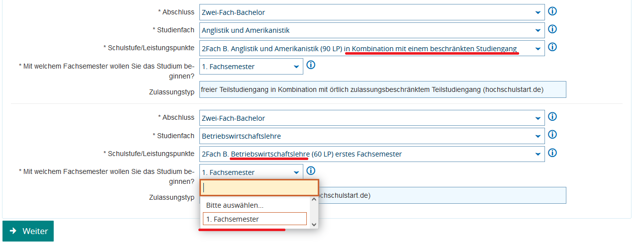 Erstfach Anglistik und Amerikanistik mit beschränktem Teilstudiengang Betriebswirtschaftslehre